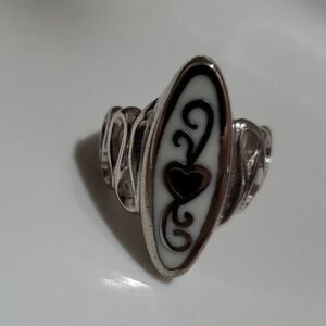 Brighton Silver and Black Swirl Heart Ring